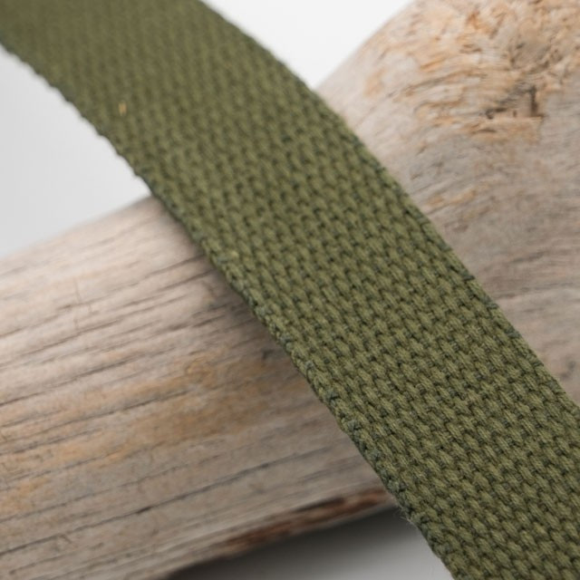 25mm Khaki Cotton Webbing - Maison Klem